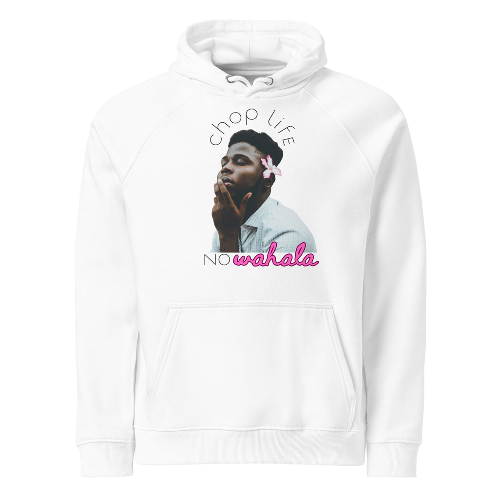 Chop Life No Wahala white Pidgin lifestyle hoodie by Attihverse.