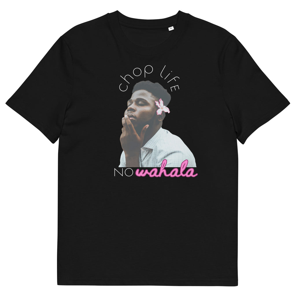 Chop Life No WahaIa black Pidgin lifestyle tee by Attihverse.