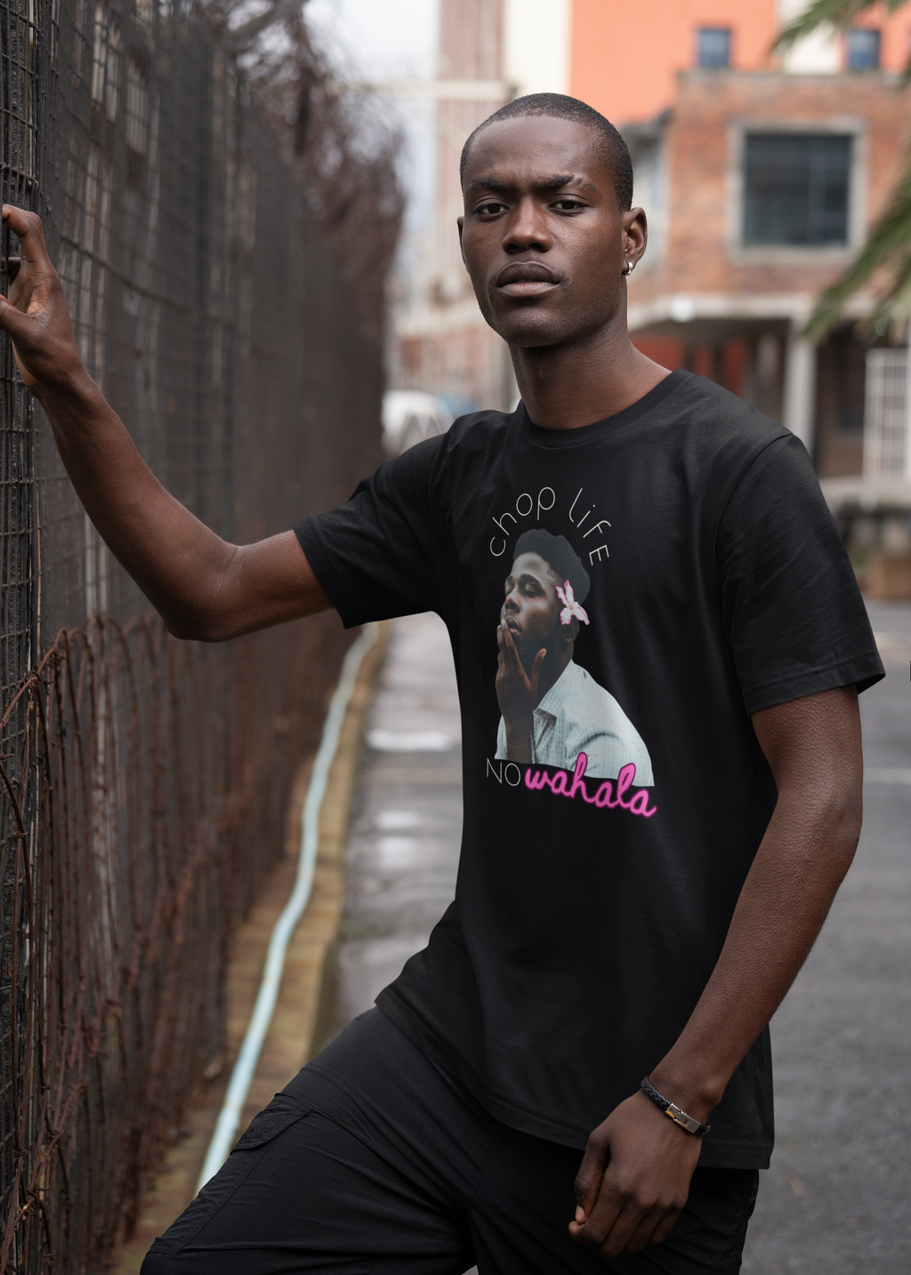 Chop Life No WahaIa black Pidgin lifestyle tee by Attihverse.