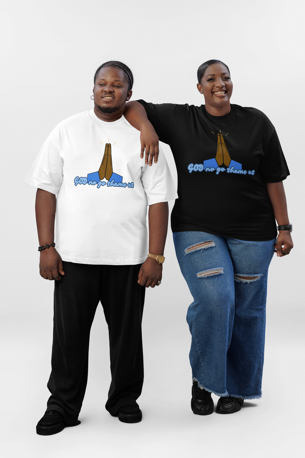 God No Go Shame Us black Pidgin faith tee by Attihverse.