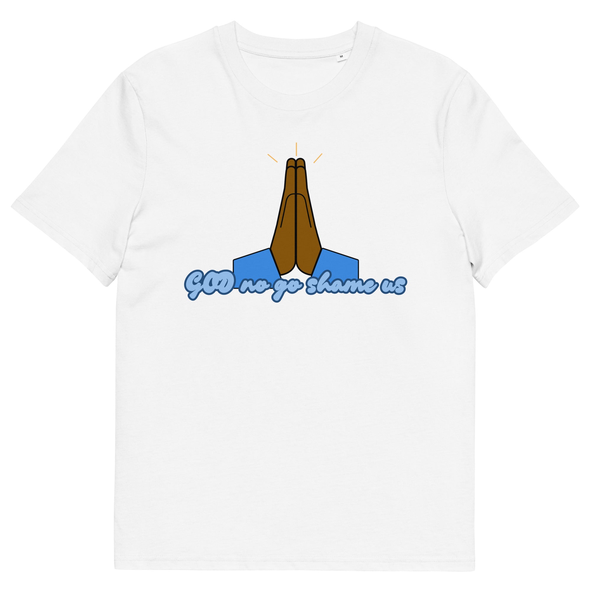 God No Go Shame Us white Pidgin faith tee by Attihverse.