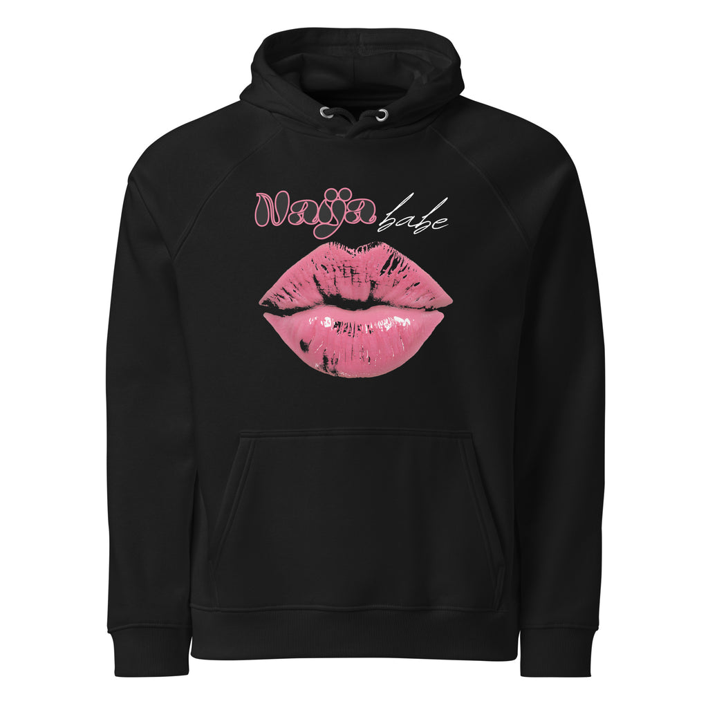 Naija Babe black Nigerian pride hoodie by Attihverse — Pidgin-inspired.