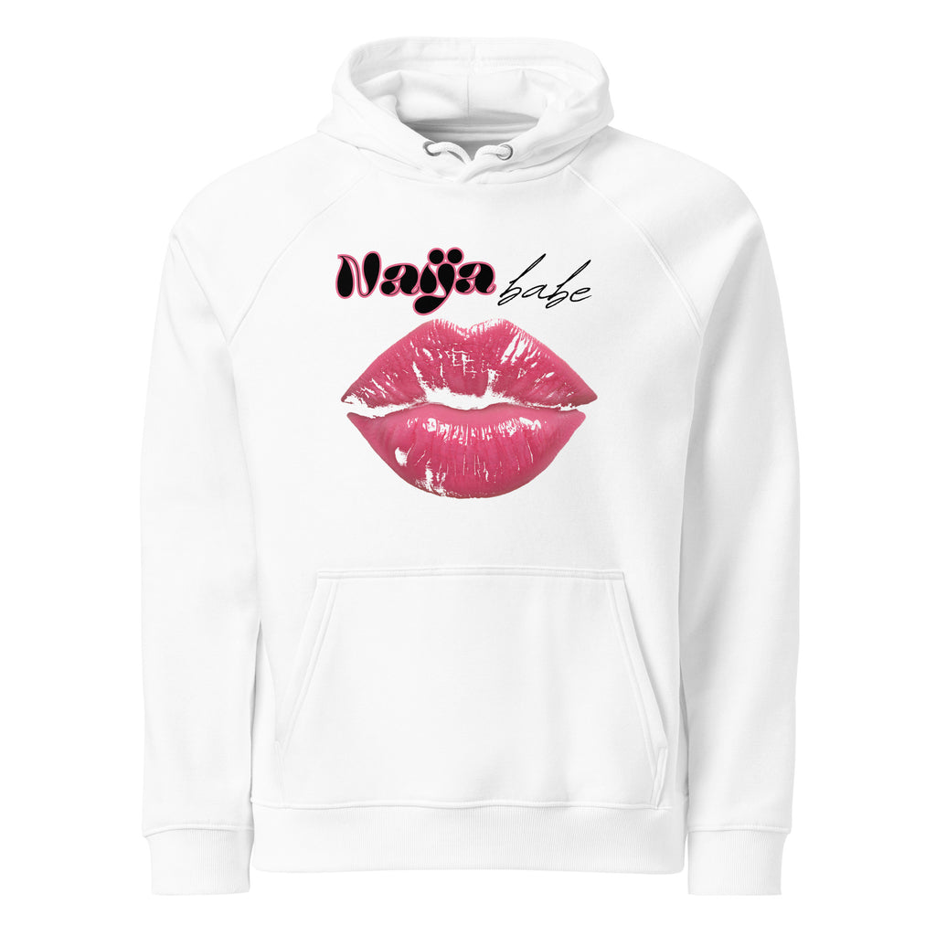Naija Babe white Nigerian pride hoodie by Attihverse — Pidgin-inspired.