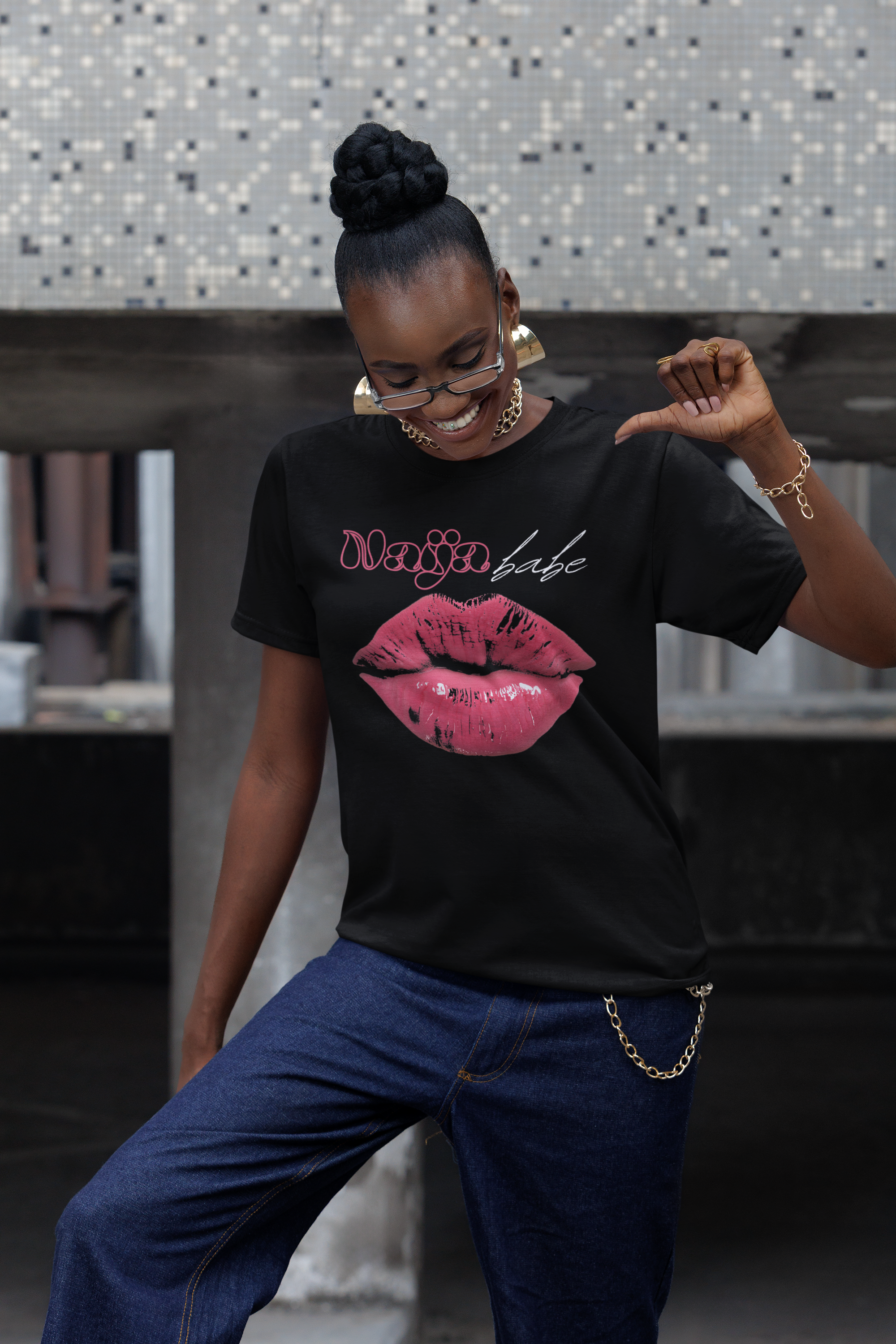 Naija Babe black Nigerian pride tee by Attihverse — Pidgin-inspired.