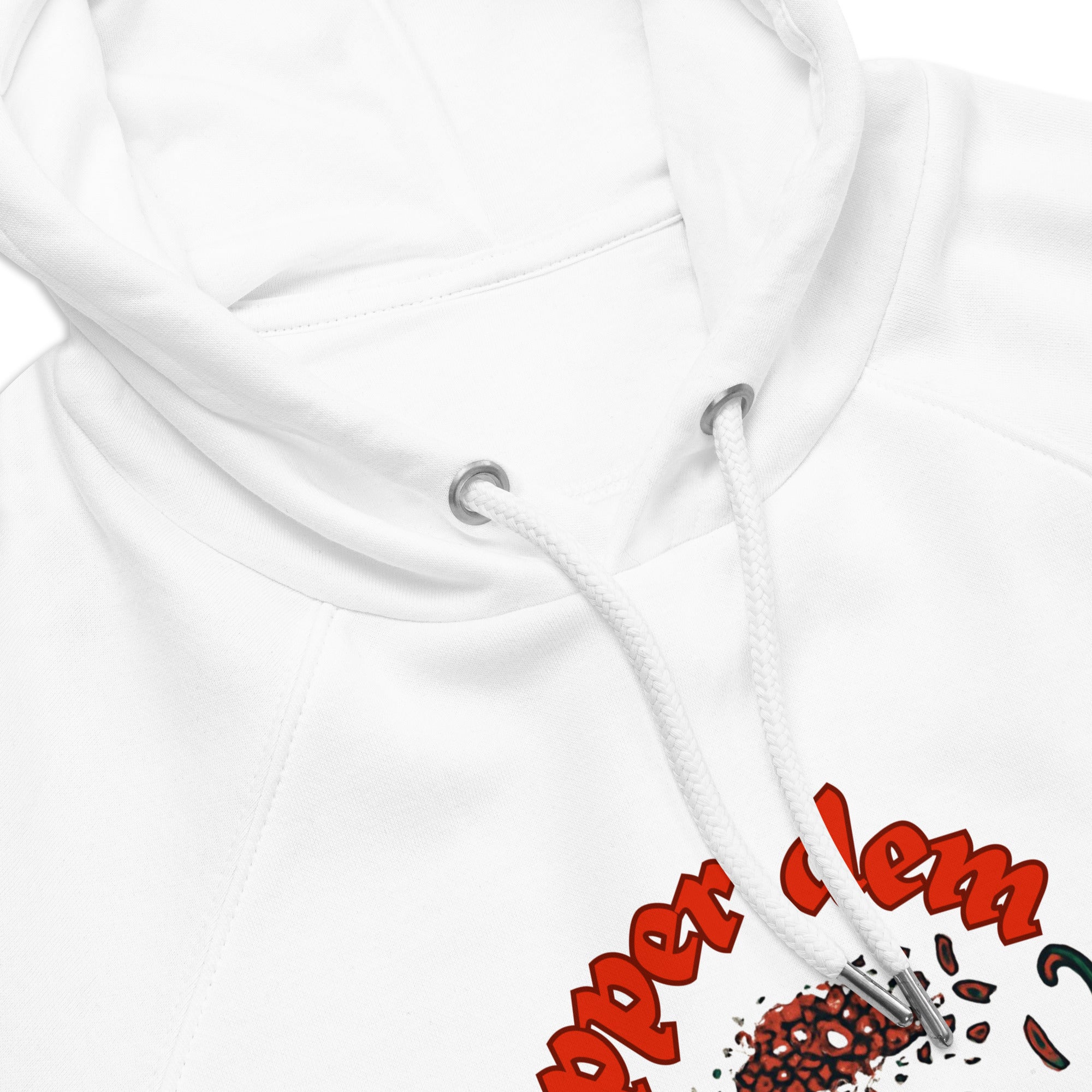 Pepper Dem Abeg white Pidgin statement hoodie by Attihverse.